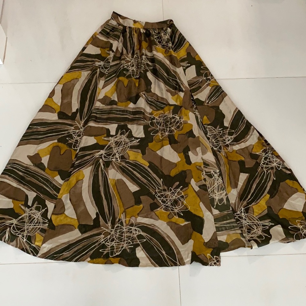 Rachel Zoe silk slit long skirt, earth tones. NEW NWT